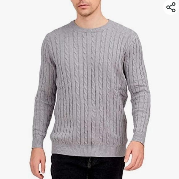 PEMAN STYLE Crewneck Cable Knit Long Sleeve Sweater Gray Size M - Picture 1 of 8